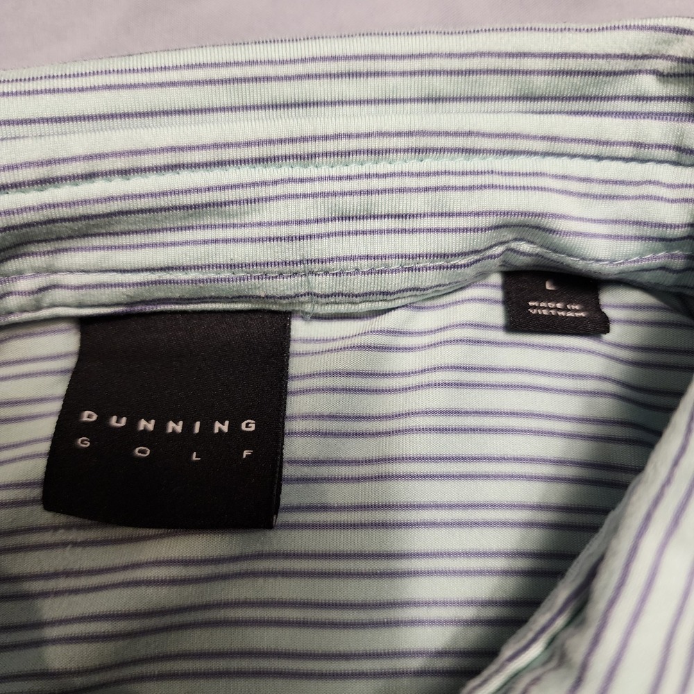 Dunning Mens Striped Performance Polo Green Size Large - Picture 3 of 8